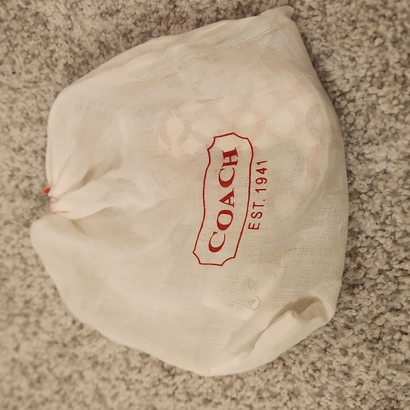 Coach Circle Coin Purse Pebbled Leather Cream pink Signature Op Art Logo Pouch - Picture 7 of 7